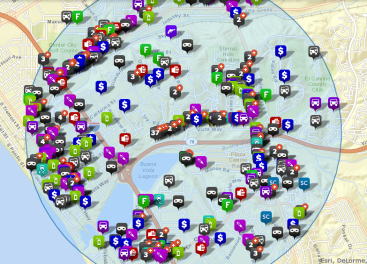 Crimemapping.com shows 701 crimes in Oside & North Cbad between Oct 2013 - Jan 2014